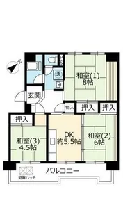 UR洛西境谷東【0100801号室】の間取り