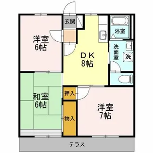 エバーグリーン三ツ相 C棟【1階】の間取り