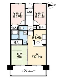 UR香里ヶ丘けやき東街【0070604号室】の間取り