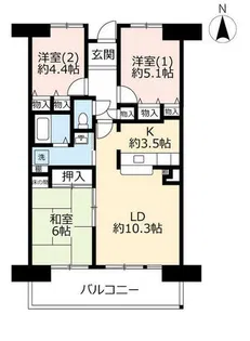 URアルビス旭ヶ丘【0060102号室】の間取り