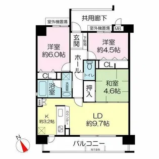 パセオ上牧【5階】の間取り