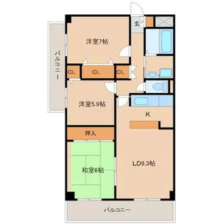 グリーンヴィラ武庫【3階】の間取り