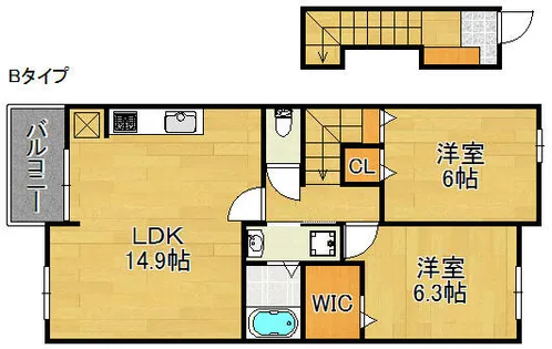 オークリジェール【2階】の間取り