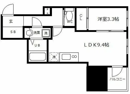 ミュプレ北浜EAST【1013号室】の間取り