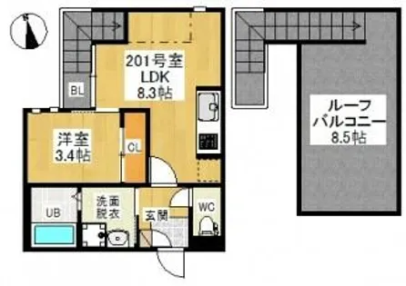 GRANDTIC塩釜口【2階】の間取り