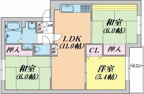 イーストヒルズ平野【3階】の間取り