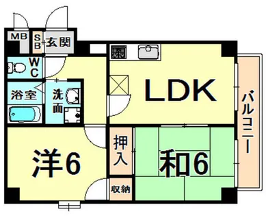 南川端マンション【2階】の間取り