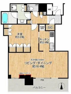 ブランズタワー梅田North【34階】の間取り