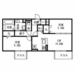 ミル ソレアード【1階】の間取り