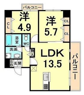 CRYSTA荒牧【4階】の間取り