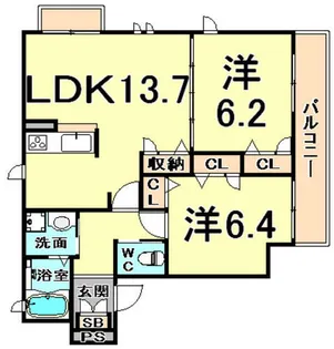 シャーメゾンNEO甲子園口【1階】の間取り