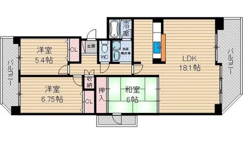 マウントビュー西田中【702号室】の間取り