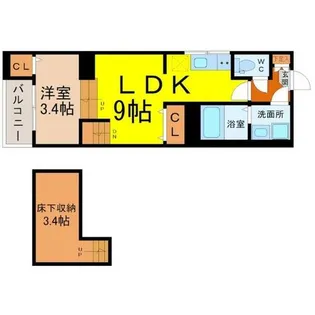 ハーモニーテラス城北町I【1階】の間取り