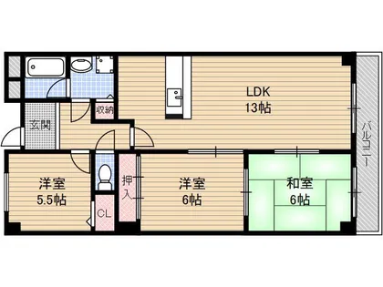 フェルザ南茨木【6階】の間取り