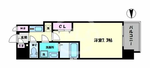 ミリアン四天王寺夕陽丘Ⅱ【9階】の間取り