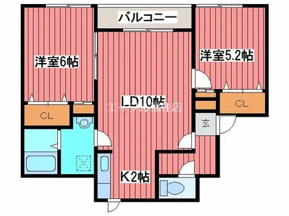 スプリングクリーク【201号室】の間取り