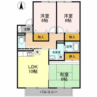 ローズヒップガーデン A棟【1階】の間取り