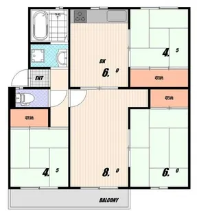 高倉台1団地3号棟【4階】の間取り