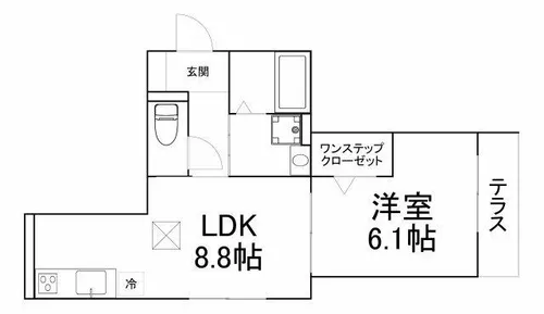 ソルプレーザ玉造【1階】の間取り