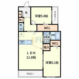 ロンドラージ今林【1階】の間取り