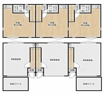 門真市小路町ガレージハウス【1階】の間取り