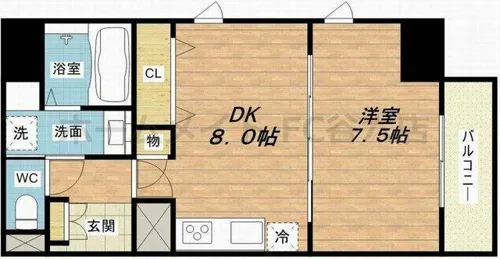 プランドール北浜【8階】の間取り