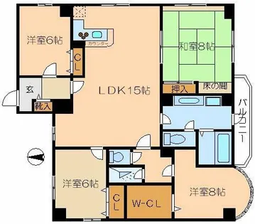 サンライズ長堀【8階】の間取り