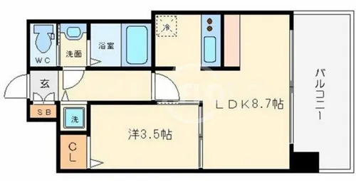 プレサンス難波元町【15階】の間取り