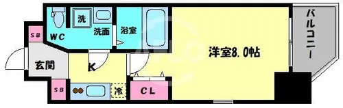 ルーエ天満橋【4階】の間取り