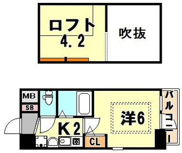 エステムコート三宮駅前ラ・ドゥー【2階】の間取り