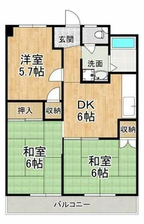 石坂スカイハイツ【5階】の間取り