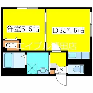 ラフール北野【201号室】の間取り