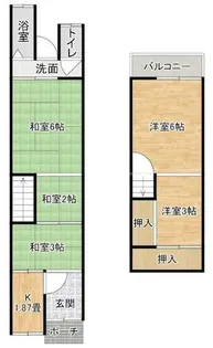 大阪府泉大津市小松町【テラスハウス】の間取り