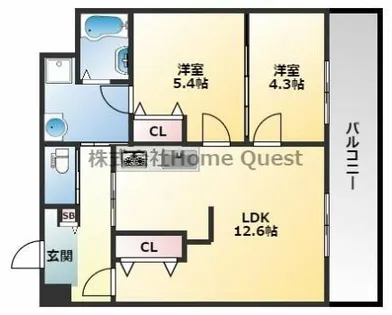 ルビアス上小阪【3階】の間取り