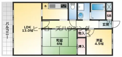 大阪府豊中市上野東1丁目【マンション】の間取り