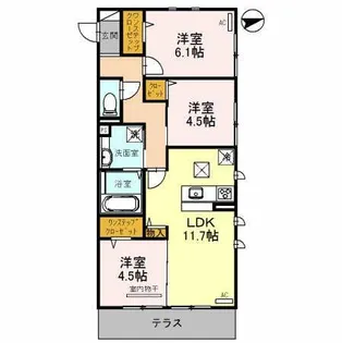 大阪府羽曳野市誉田5丁目【アパート】の間取り