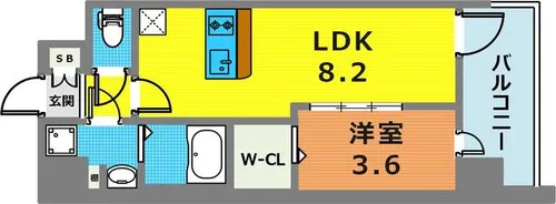 レジュールアッシュ神戸湊川公園【4階】の間取り
