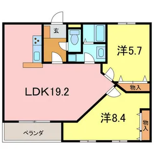 Sun石ナ曽根N【202号室】の間取り