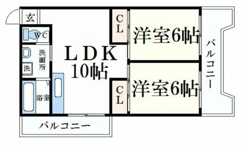 コーポラス今宿【10階】の間取り