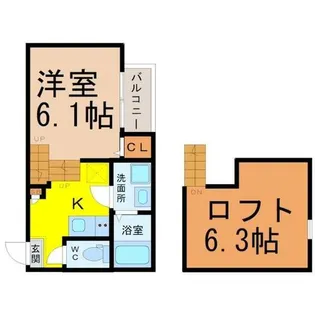 ハーモニーテラス大坪【2階】の間取り