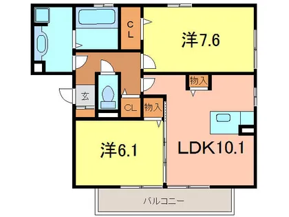 ハイツシダーフォレスト【1階】の間取り