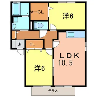 アジュール御幸B【101号室】の間取り