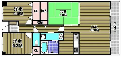 ライオンズマンション大阪狭山壱番館【10階】の間取り