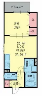 クリエオーレ大蓮東Ⅱ【2階】の間取り