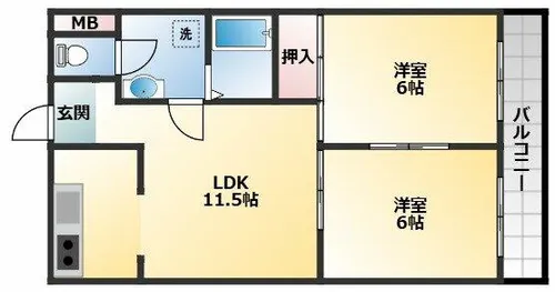 サンローゼ松原【6階】の間取り