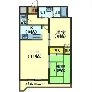 Corsa五稜郭【305号室】の間取り