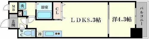 グランプラス谷町【4階】の間取り