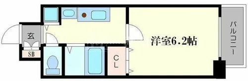 ライジングコート岸里玉出駅前【603号室】の間取り