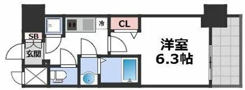 ファーストフィオーレ難波南パークサイド【7階】の間取り
