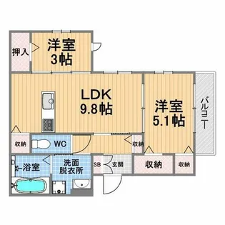 コンフォール甲子園口【2階】の間取り